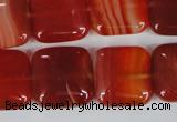 CAG3244 15.5 inches 18*18mm square red line agate beads