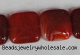 CAG3245 15.5 inches 20*20mm square red line agate beads