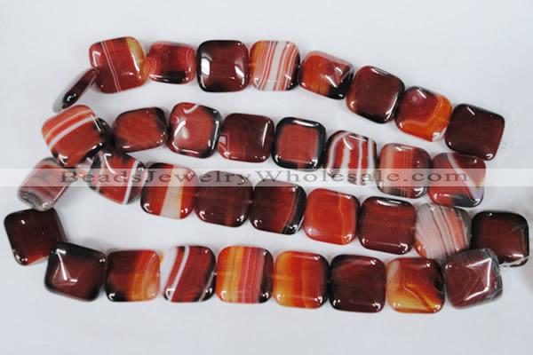 CAG3250 15.5 inches 22*22mm square red line agate beads