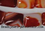 CAG3255 15.5 inches 15*20mm rectangle red line agate beads