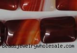 CAG3256 15.5 inches 18*25mm rectangle red line agate beads