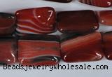 CAG3263 15.5 inches 13*18mm rectangle red line agate beads