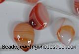 CAG3287 Top-drilled 15*20mm flat teardrop red line agate beads