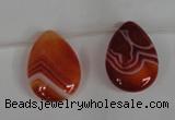 CAG3288 Top-drilled 18*25mm flat teardrop red line agate beads