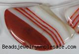 CAG3295 Top-drilled 35*55mm sector red line agate beads