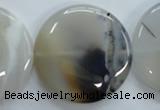 CAG3339 15.5 inches 40mm flat round natural grey agate beads