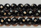 CAG3352 15.5 inches 8mm carved round black agate beads wholesale