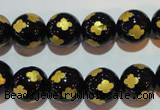 CAG3364 15.5 inches 12mm carved round black agate beads wholesale