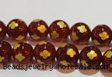 CAG3394 15.5 inches 8mm carved round red agate beads wholesale