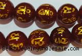 CAG3405 15.5 inches 16mm carved round red agate beads wholesale