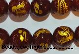 CAG3418 15.5 inches 18mm carved round red agate beads wholesale