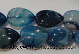 CAG3471 15.5 inches 15*20mm flat teardrop blue line agate beads