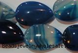 CAG3472 15.5 inches 18*25mm flat teardrop blue line agate beads