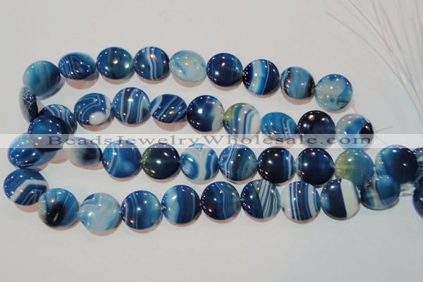 CAG3490 15.5 inches 20mm flat round blue line agate beads