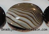 CAG3500 15.5 inches 30*40mm oval brown line agate beads