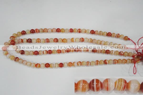 CAG3587 15.5 inches 8mm round red line agate beads wholesale