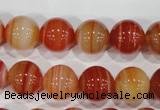 CAG3590 15.5 inches 14mm round red line agate beads wholesale