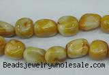 CAG3635 15.5 inches 10*12mm nuggets yellow crazy lace agate beads