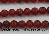 CAG3661 15.5 inches 8mm carved round matte red agate beads