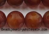 CAG3667 15.5 inches 20mm carved round matte red agate beads