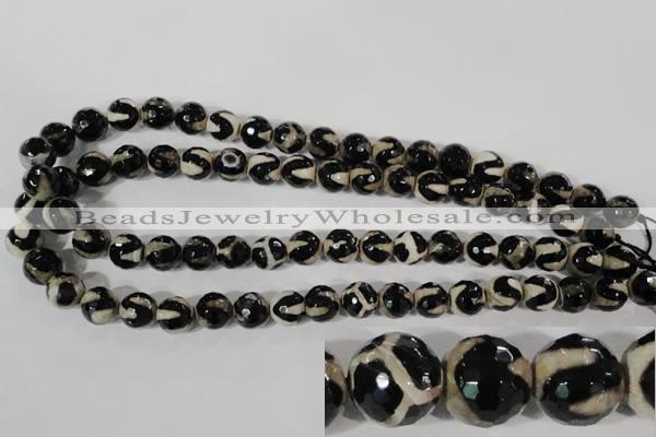 CAG3842 15.5 inches 10mm faceted round tibetan agate beads wholesale