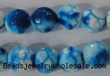 CAG3874 15.5 inches 12mm faceted round fire crackle agate beads