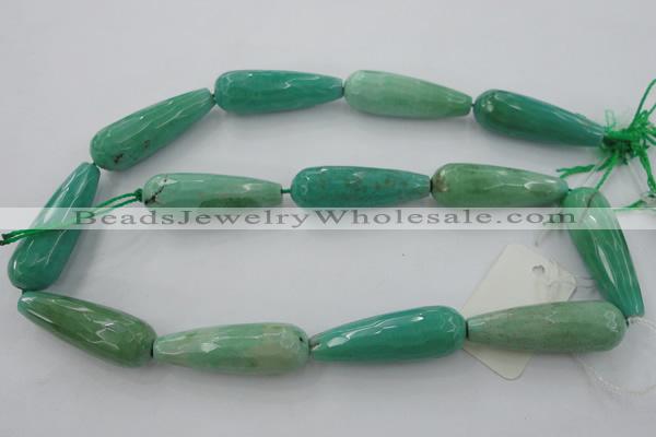 CAG3922 15.5 inches 10*30mm faceted teardrop green grass agate beads