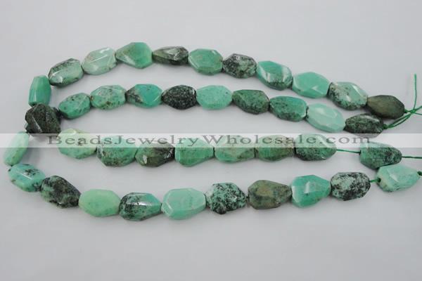 CAG3940 15.5 inches 13*19mm faceted freeform green grass agate beads