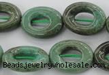 CAG3945 15.5 inches 13*18mm oval donut green grass agate beads