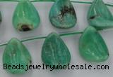 CAG3948 Top-drilled 13*18mm leaf green grass agate beads