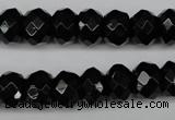 CAG3995 15.5 inches 8*12mm faceted rondelle black agate beads