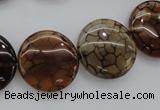 CAG4065 15.5 inches 20mm flat round dragon veins agate beads