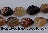 CAG4095 15.5 inches 10*14mm twisted flat teardrop dragon veins agate beads