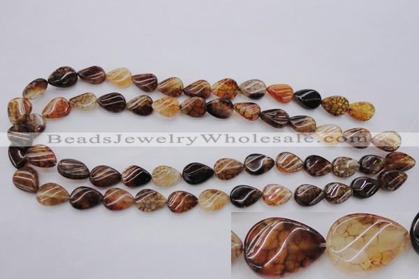 CAG4095 15.5 inches 10*14mm twisted flat teardrop dragon veins agate beads