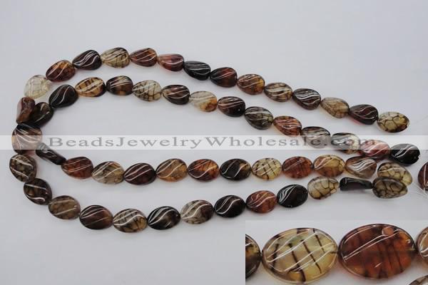 CAG4104 15.5 inches 10*14mm twisted oval dragon veins agate beads