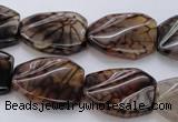 CAG4111 15.5 inches 18*25mm twisted rectangle dragon veins agate beads