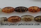 CAG4125 15.5 inches 8*16mm rice dragon veins agate beads