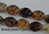 CAG4148 15.5 inches 6*10mm twisted rice dragon veins agate beads