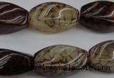 CAG4155 15.5 inches 13*25mm twisted rice dragon veins agate beads