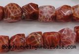 CAG4176 15.5 inches 10*11mm faceted nuggets natural fire agate beads