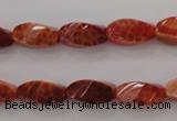 CAG4181 15.5 inches 7*14mm faceted & twisted rice natural fire agate beads