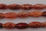 CAG4194 15.5 inches 8*14mm faceted rice natural fire agate beads