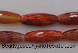 CAG4196 15.5 inches 9*25mm faceted rice natural fire agate beads