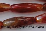 CAG4198 15.5 inches 12*35mm faceted rice natural fire agate beads