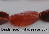 CAG4202 10*20mm faceted & twisted trihedron natural fire agate beads