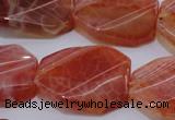 CAG4242 22*30mm faceted & twisted octagonal natural fire agate beads