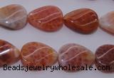 CAG4245 15.5 inches 13*18mm twisted flat teardrop natural fire agate beads