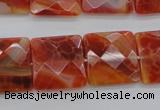 CAG4253 15.5 inches 18*18mm faceted square natural fire agate beads