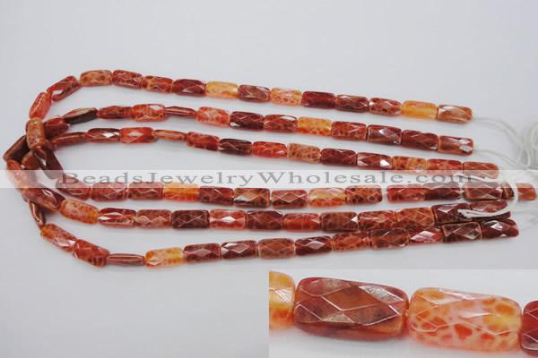 CAG4255 15.5 inches 7*14mm faceted square natural fire agate beads