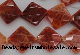 CAG4263 15.5 inches 14*14mm faceted diamond natural fire agate beads